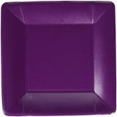 Durable Plain Square Eco Party Plates Tableware, Plum, Paper, 7" x 7", Pack of 20